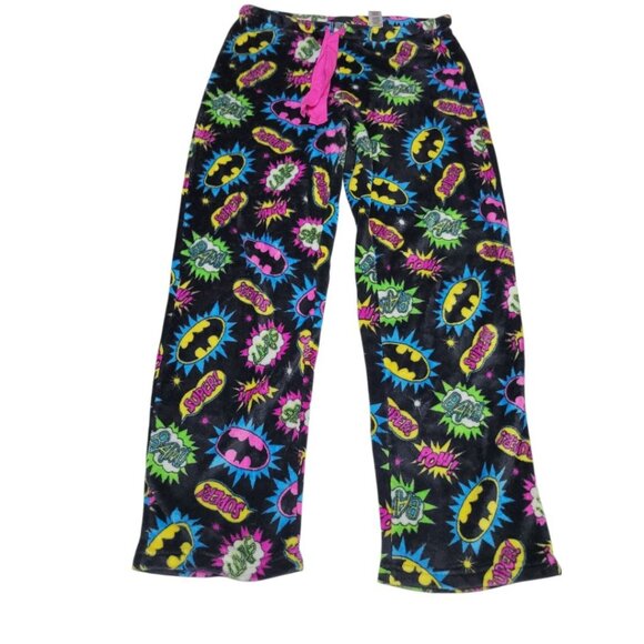 Bat Girl Pajama Pants Black Pink Boom Super Hero 8 10 Drawstring Waist Fluffy - Picture 1 of 6